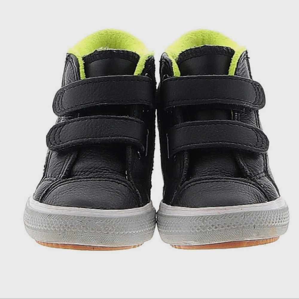 Toddler Converse Black and Green Velcro High-Top Sneakers Size 5